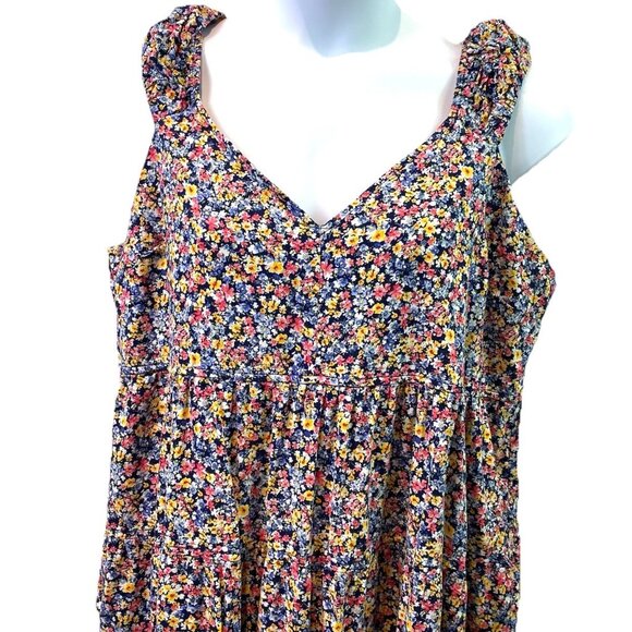 Old Navy Womens Dress Floral Smocked Ruffle Strap Midi Cottagecore Boho Sz XXL - Picture 2 of 11